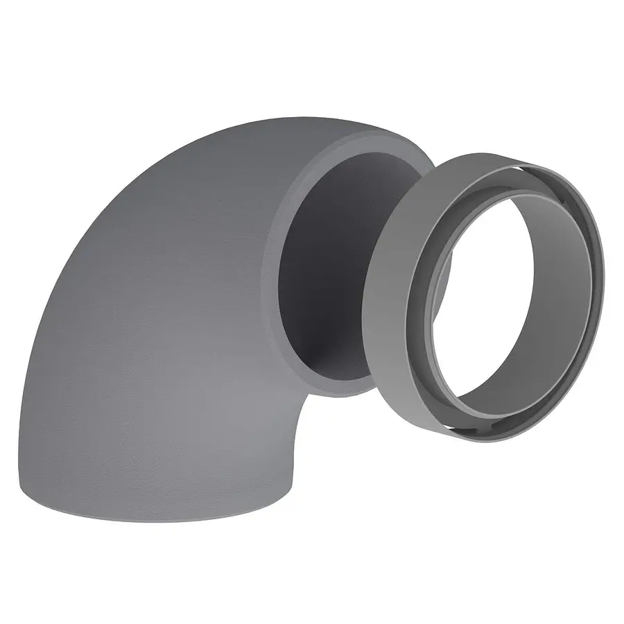 Burgerhout EasyAir ventilatiebocht, 90°, 160 mm, EPS, geisoleerd