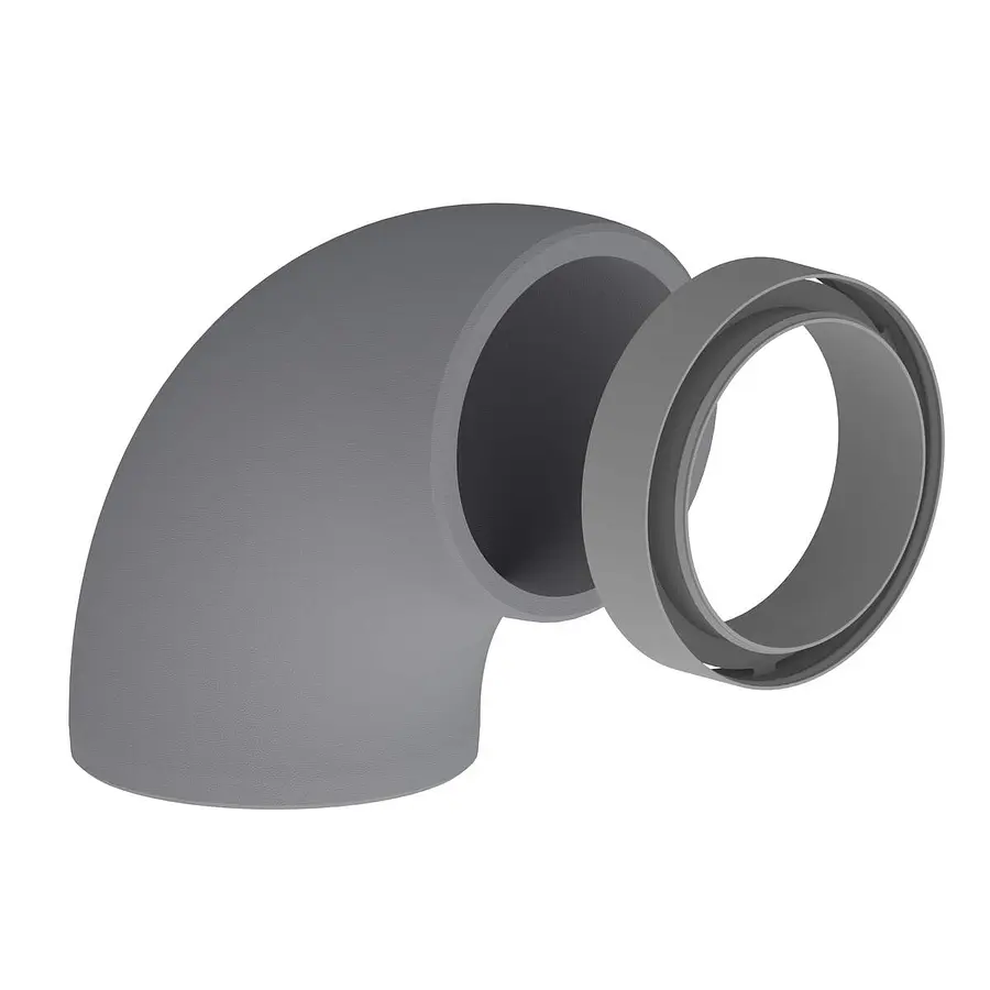 Duco DucoFlex geïsoleerde bocht, 90°, star, 160 mm, met koppelstuk