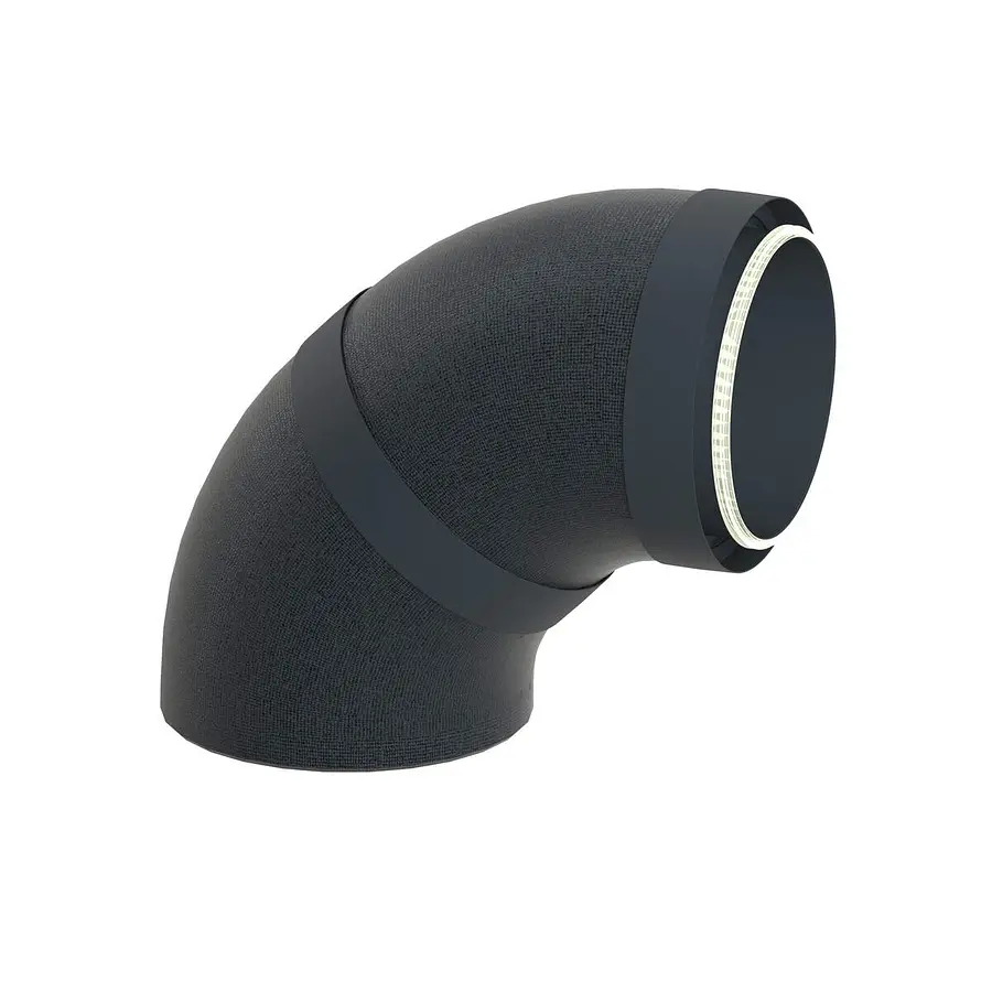 Duco DucoFlex geïsoleerde bocht, 90°, star, 180 mm, met koppelstuk