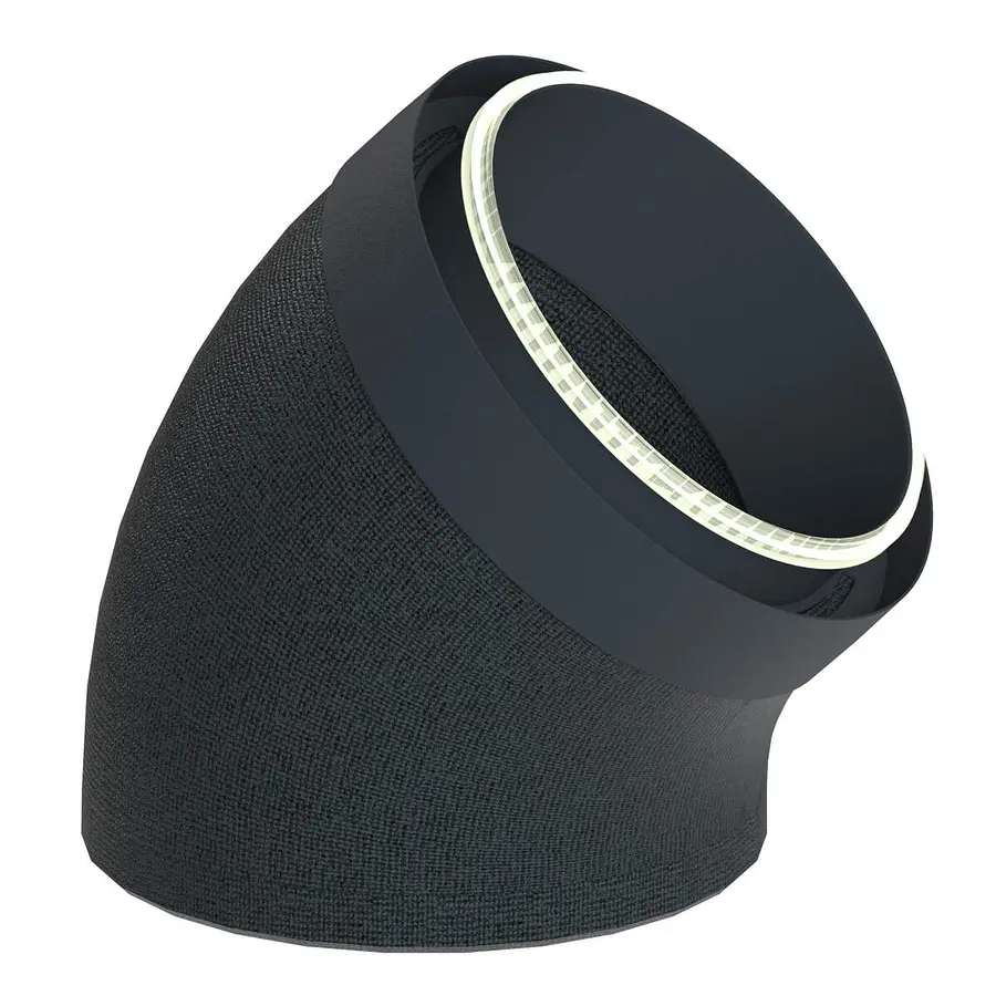 Duco DucoFlex geïsoleerde bocht, 45°, star, 180 mm, met koppelstuk