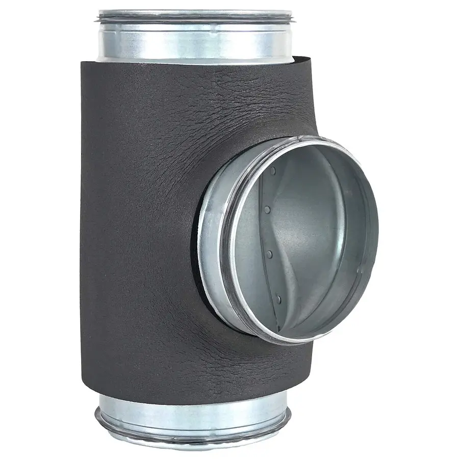 R-Vent spiro safe t-stuk 315-315 mm, 90°, sendzimir verzinkt, dampdicht geisoleerd, isolatiedikte 13 mm