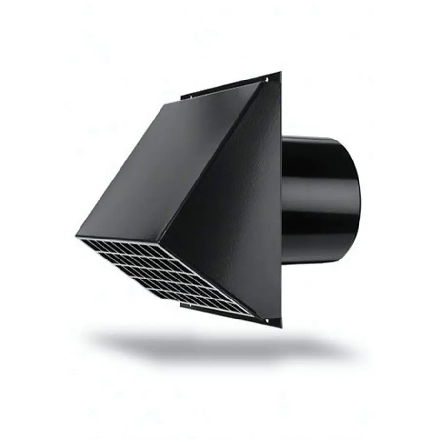 Burgerhout ventilatie muurrooster, 160 mm, zwart