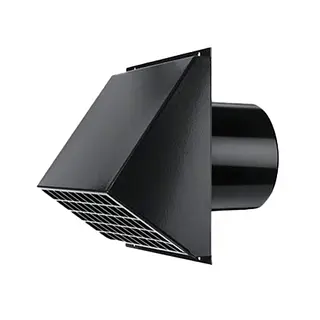 Burgerhout ventilatie muurrooster, 125 mm, zwart