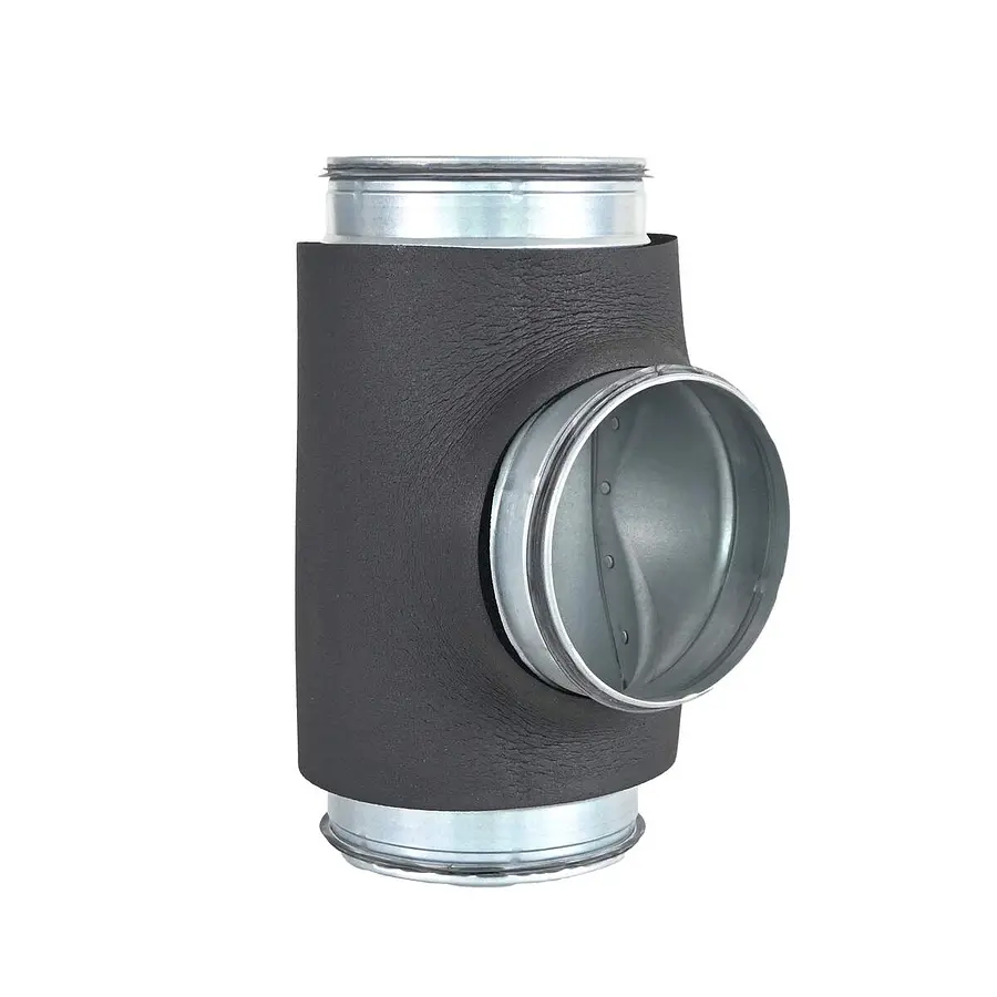 R-Vent spiro safe t-stuk 400-160 mm 90° sendzimir verzinkt dampdicht geïsoleerd isolatiedikte 25 mm