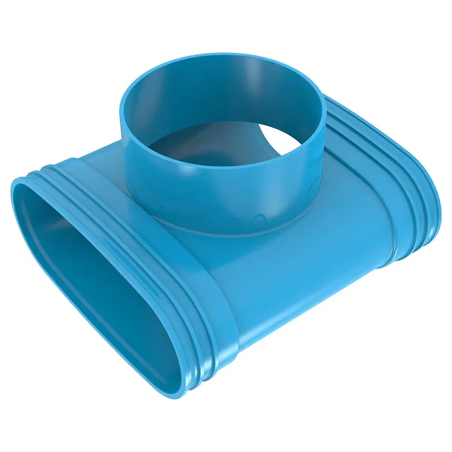 Wavin Ventiza T-stuk, 2x ovaal, 195 mm, 1x rond, 125 mm, h=50 mm, 3x mof, pvc