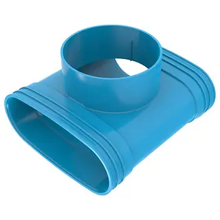 Wavin Ventiza T-stuk, 2x ovaal, 195 mm, 1x rond, 125 mm, h=70 mm, 3x mof, pvc