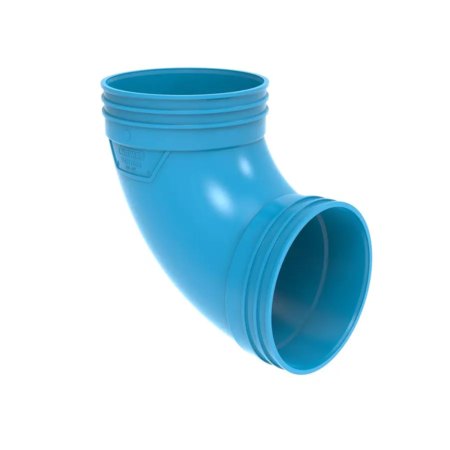 Wavin Ventiza bocht, rond, 90º, 125 mm, mof x mof, pvc