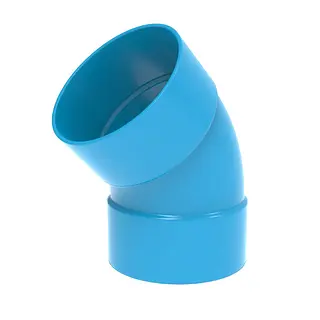 Wavin Ventiza bocht, rond, 45º, 125 mm, mof x mof, pvc