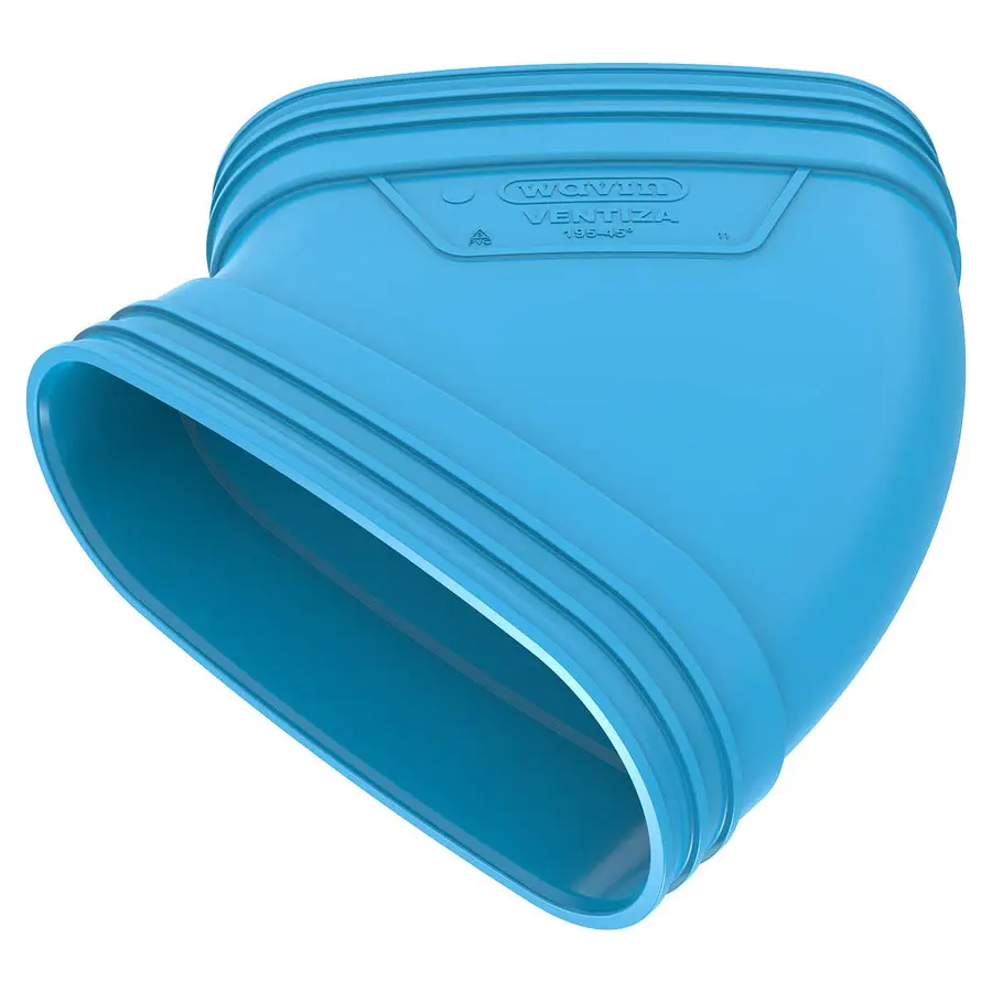 Wavin Ventiza bocht, ovaal, 45º, 195 mm, mof x mof, pvc