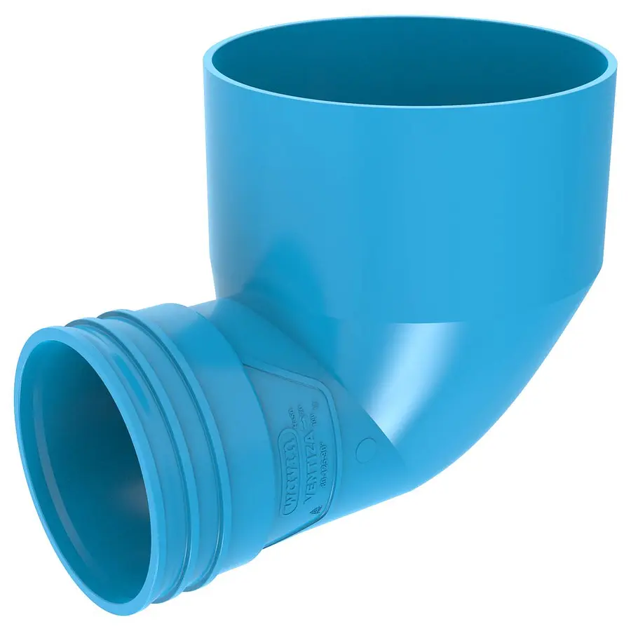 Wavin Ventiza eindstuk 90º, 125 x 80 mm, h=70 mm, mof x mof, pvc