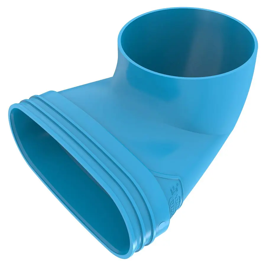Wavin Ventiza eindstuk 90º, 195 x 125 mm, h=50 mm, mof x mof, pvc