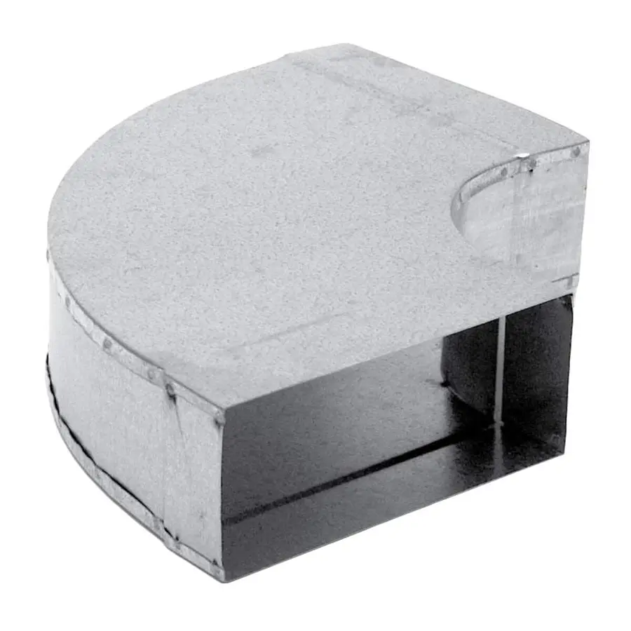 R-Vent spiro instort bocht horizontaal 80 x 250 mm, 90°, sendzimir verzinkt