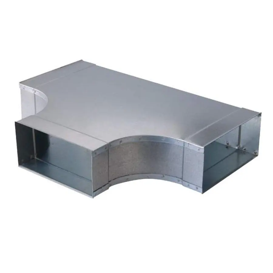 R-Vent spiro instort t-stuk 80 x 200 mm, 90° stromend, sendzimir verzinkt