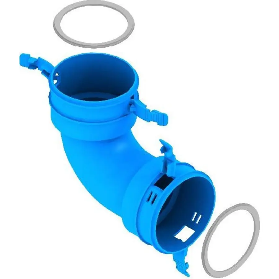 Burgerhout Hybalans+ bochtstuk 90°, 92 mm, kunststof blauw