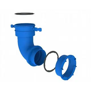 Burgerhout Hybalans+ bocht 90° 92 mm kunststof blauw