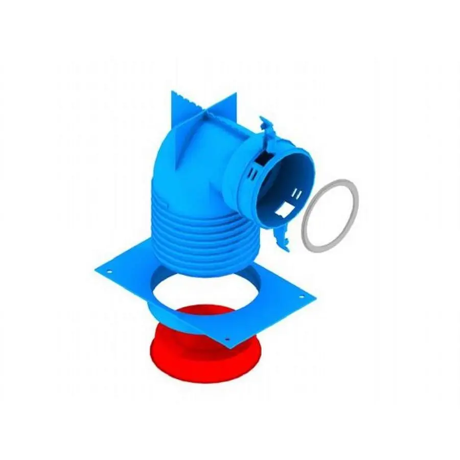 Burgerhout Hybalans+ ventielaansluitstuk 118 mm 90° kunststof blauw