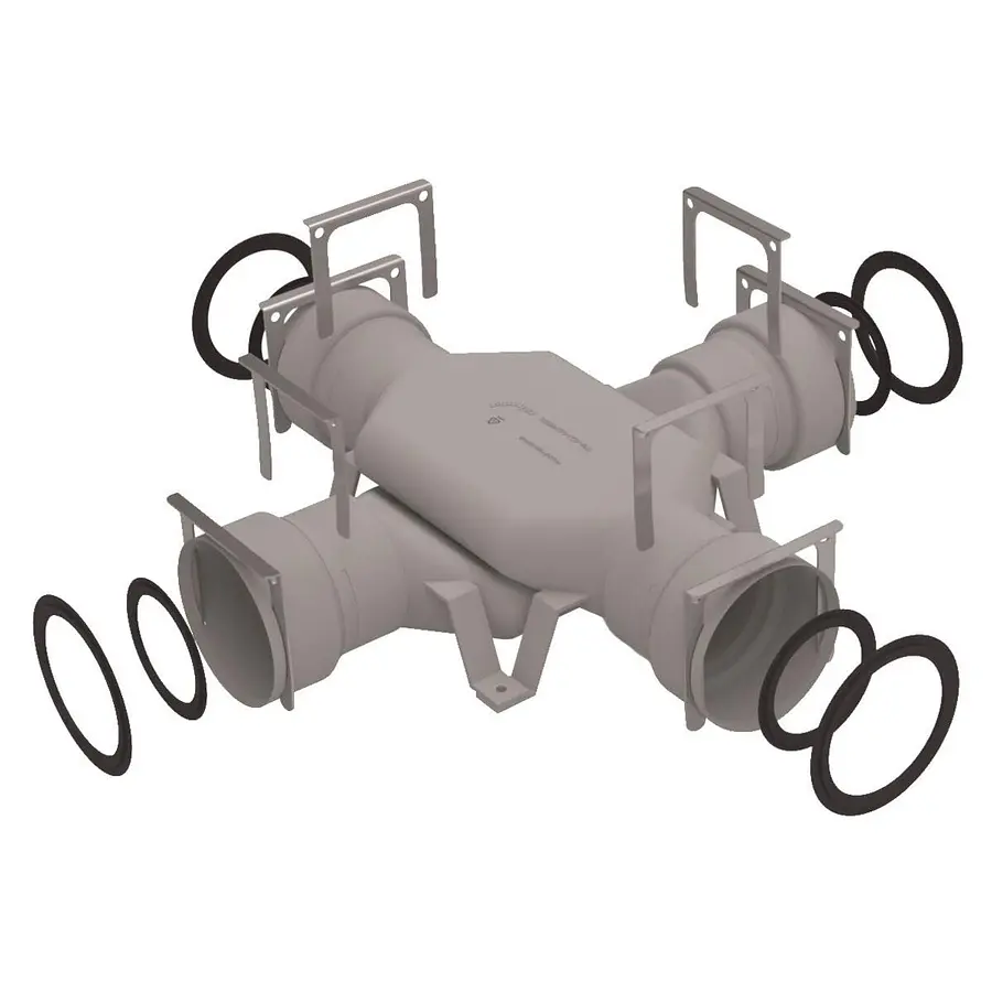 Zehnder ComfoTube Therm 90 kruisstuk, incl. o-ringen en fixeerschijven