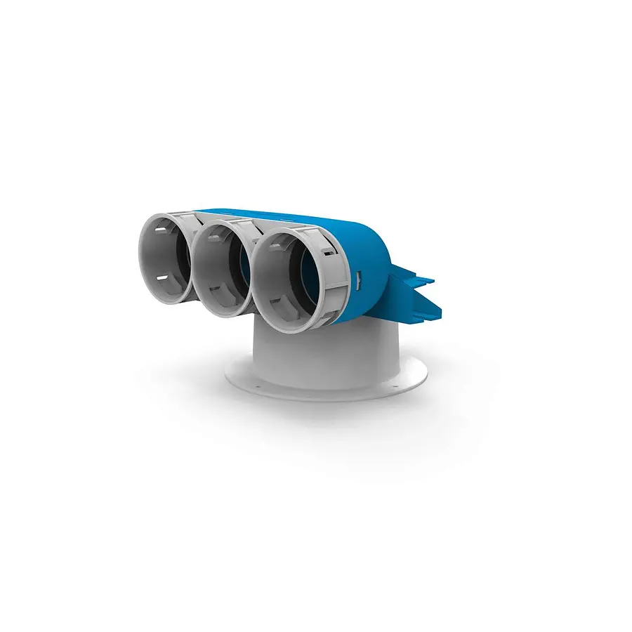 Vent-Axia Uniflexplus+ ventielcollector 3x ø69 mm ø125 mm H=70 mm 90° (VVC70CH 69)