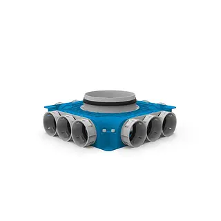 Vent-Axia Uniflexplus+ instortverdeler 12x ø69 mm zijaansluiting tuit ø180 mm (VTVGS 69 180)