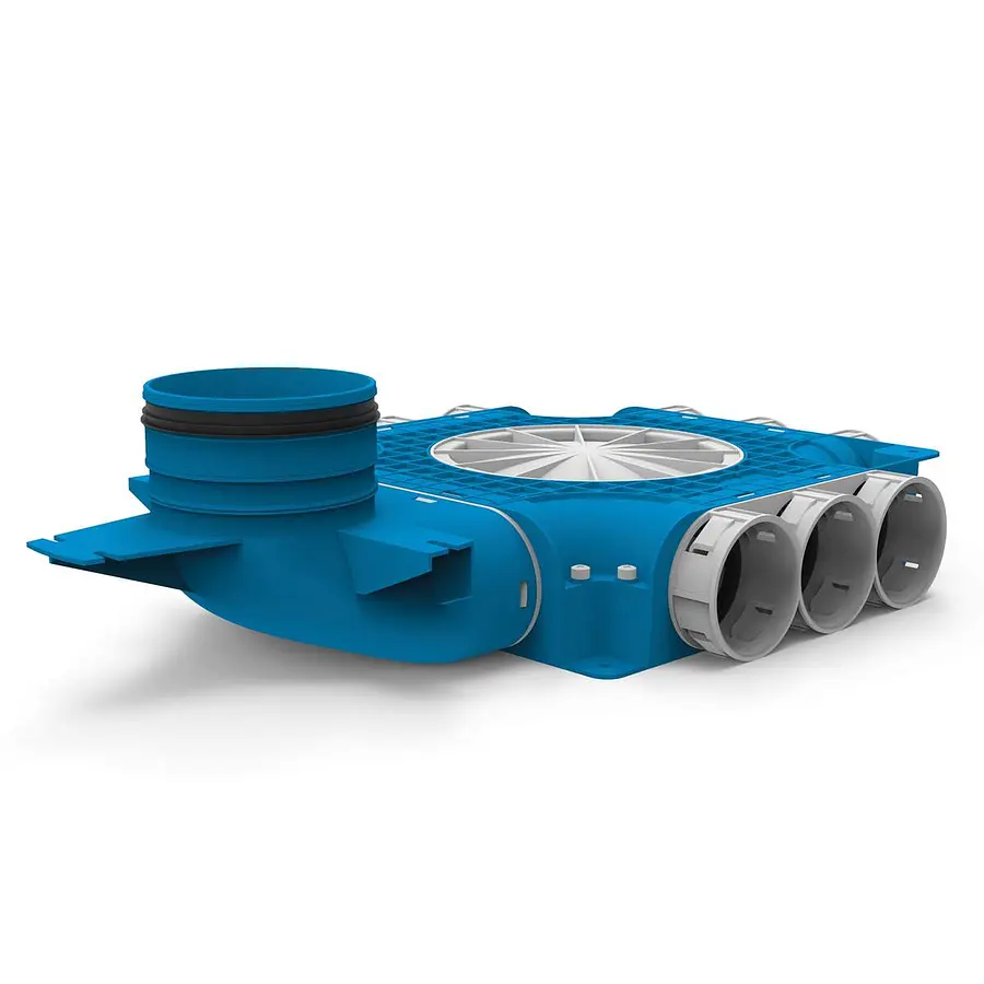 Vent-Axia Uniflexplus+ instortverdeler 1xK 9x ø69 mm 2xD + Vø125 mm (VK69 9 V125)