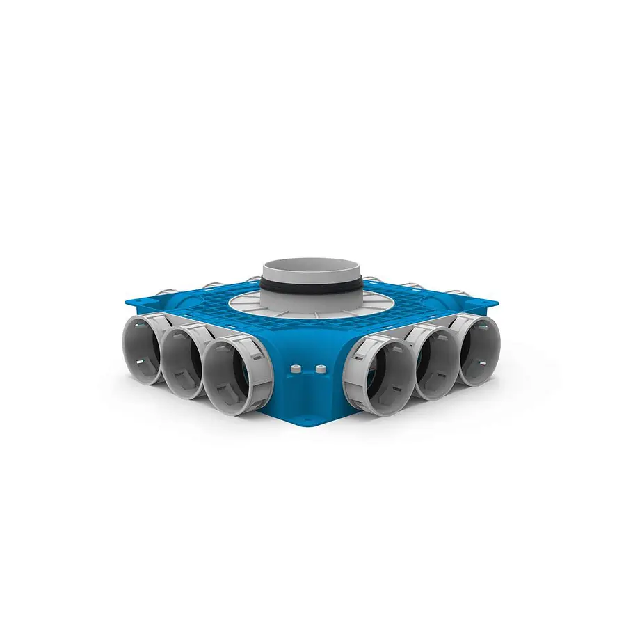 Vent-Axia Uniflexplus+ instortverdeler 12x ø69 mm zijaansluiting tuit ø125 mm (VTVGS 69 125)