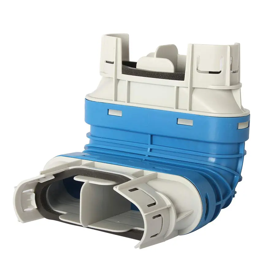 Vent-Axia Uniflexplus+ bocht 90°, verticaal, voor flexibele slang, 132 x 52 mm, vlak, onder (VVBFD 90 132)