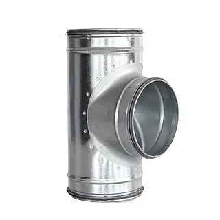 R-Vent spiro safe t-stuk geperst 355-355 mm, 90°, sendzimir verzinkt