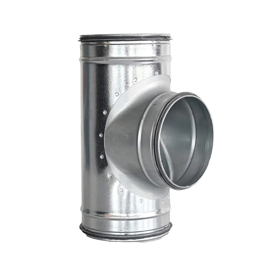 R-Vent spiro safe t-stuk geperst 355-355 mm, 90°, sendzimir verzinkt