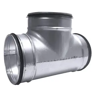 R-Vent spiro safe t-stuk geperst 200-125 mm, 90°, sendzimir verzinkt