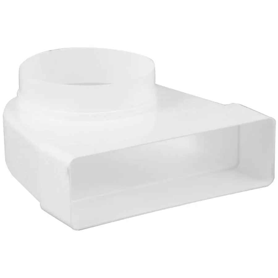 Nedco overgangsstuk haaks ø125mm - 204x60mm, kunststof, wit
