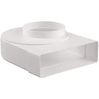 Nedco overgangsstuk haaks ø125mm - 204x60mm verstelbaar, kunststof, wit