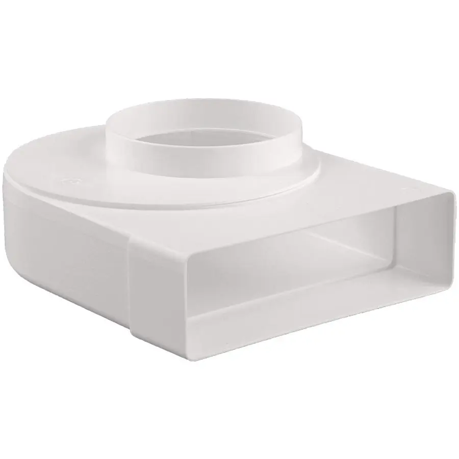 Nedco overgangsstuk haaks ø125mm - 204x60mm verstelbaar, kunststof, wit