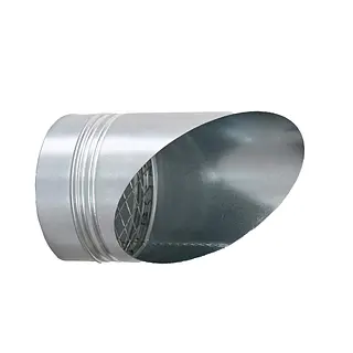 R-Vent spiro uitblaasstuk 600 mm, 45°, sendzimir verzinkt met gaas