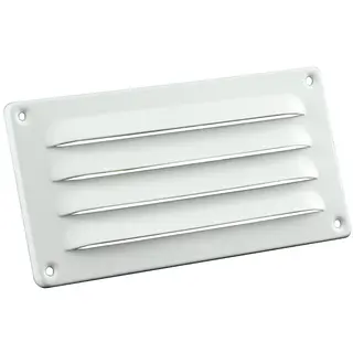 Nedco schoepenrooster aluminium, omgezette rand, b=180mm, h=90mm, kleine schoepen, wit