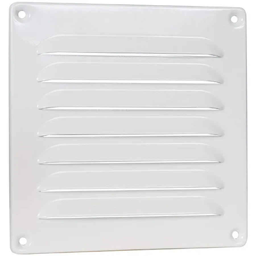 Nedco schoepenrooster aluminium, omgezette rand, b=160mm, h=160mm, kleine schoepen, wit