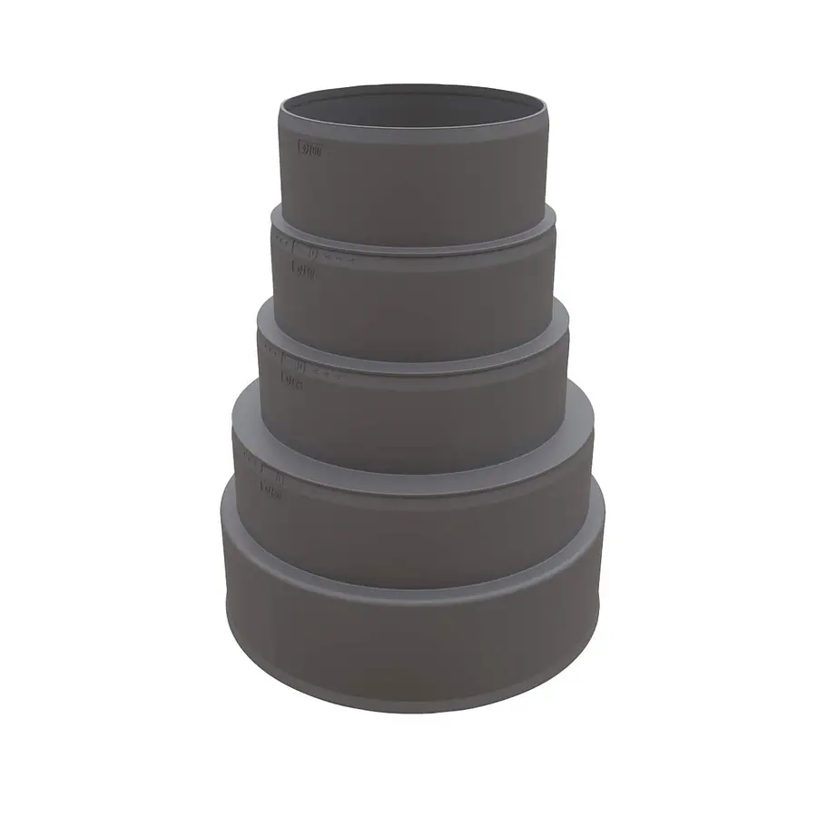 Ubbink verloopstuk meervoudig 160-150-125-110-100 mm, zwart, voor RVT 200
