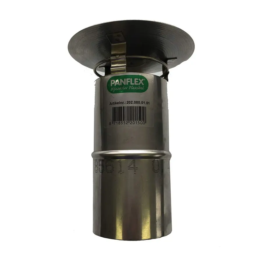 Panflex regenkap, enkelwandig, 125 mm, rvs