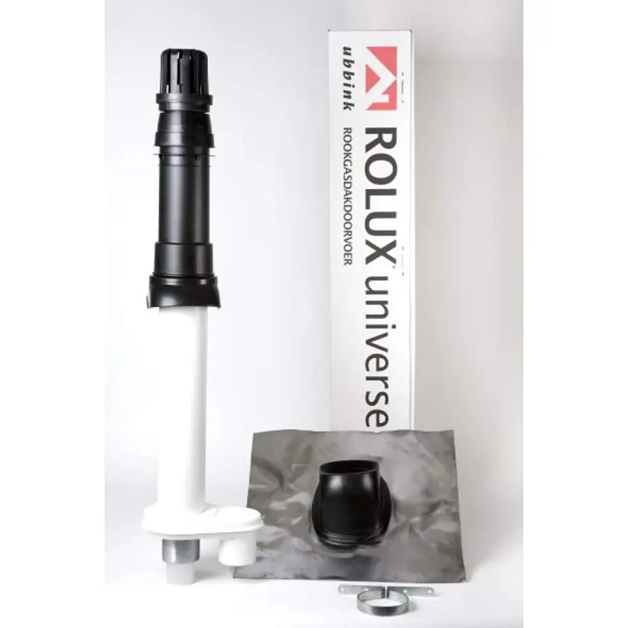 Ubbink Rolux dakdoorvoerset parallel Ø60/100 mm (80-80) met harde schaal en doorvoerpan 25-45° PP/kunststof zwart