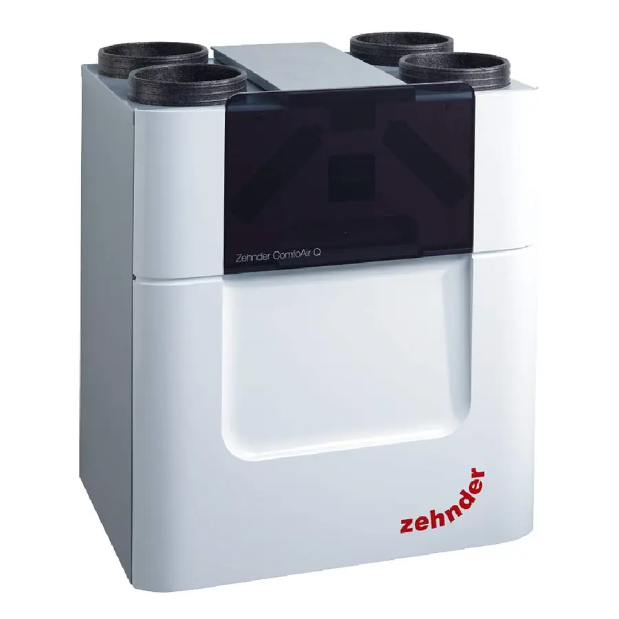 Zehnder ComfoAir Q450 R VV ST WTW-unit aansluitingen rechts