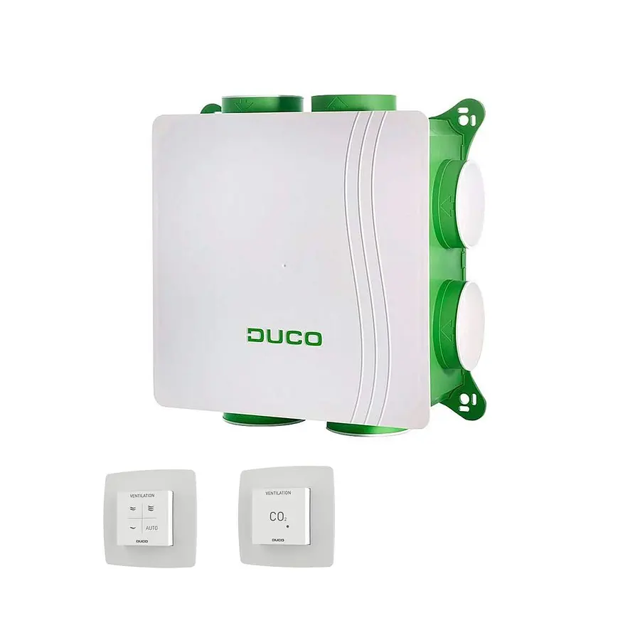 Duco DucoBox Silent 2.0+ All-in-One woonhuisventilator, RF/BAT, 450 m3/u, incl. bediening, met CO2 sensor