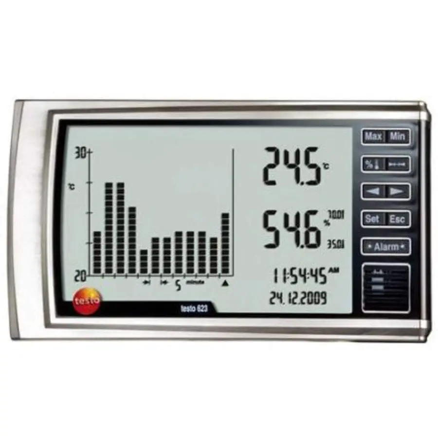 Testo 623 hygrometer + histor. functie