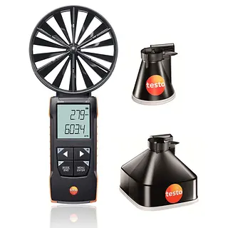 Testo 417 set 1 digitale 100mm vleugelrad-anemometer met meettrechters en transporttassen