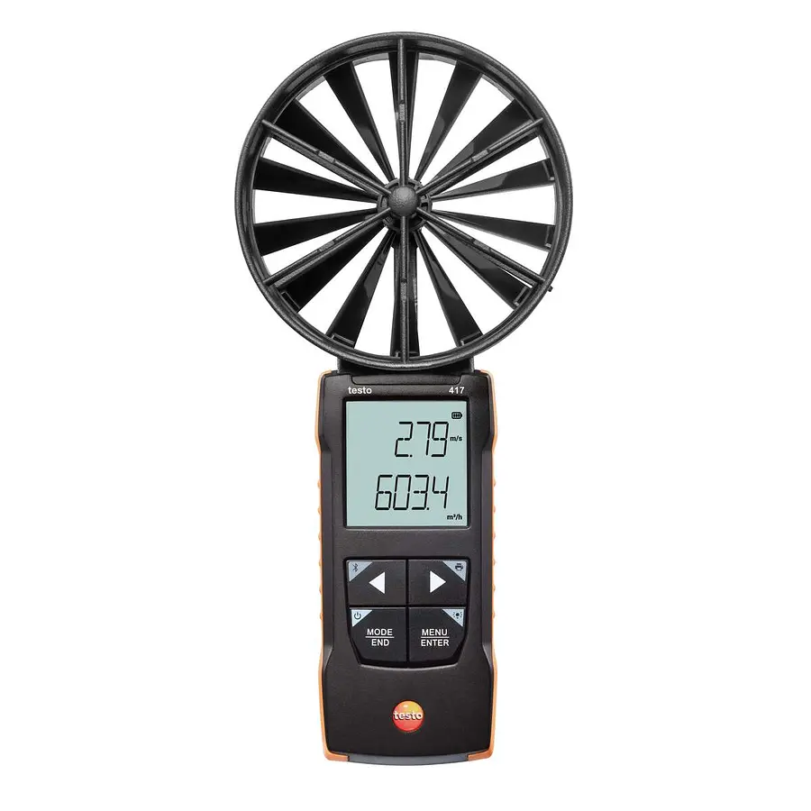 Testo 417 digitale 100mm vleugelrad-anemometer met app-koppeling
