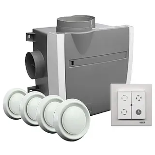 Vasco Fanbox C400 ventilatieunit met randaarde stekker inclusief schakelaar en 4 ventielen
